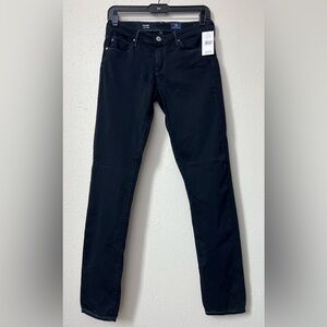 NWT AG The Stilt Cigarette Leg Pants Black with White Stitching Size 27